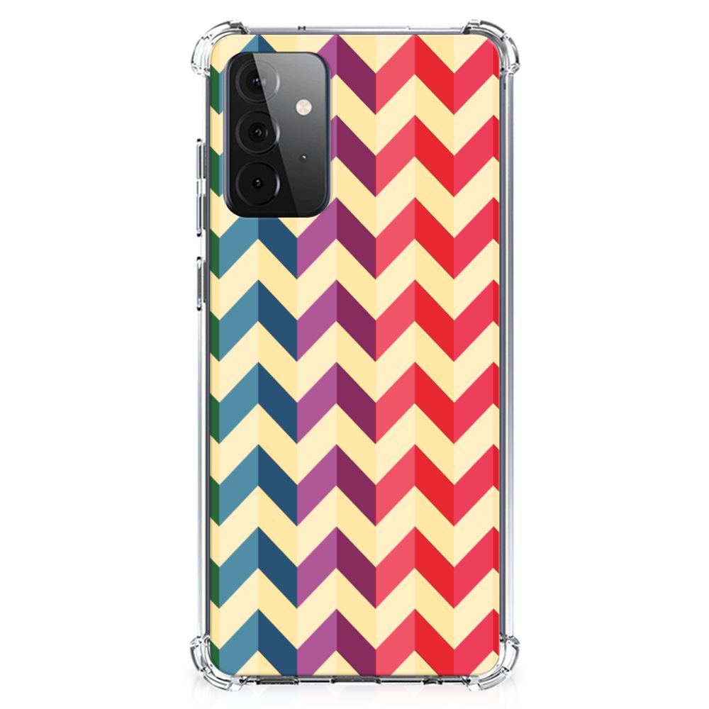 Samsung Galaxy A72 4G/5G Doorzichtige Silicone Hoesje Zigzag Multi Color