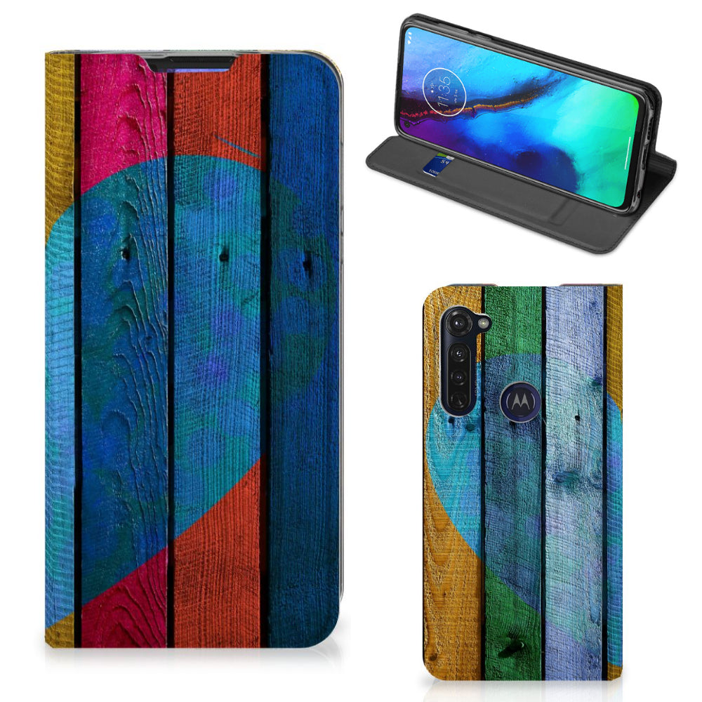 Motorola Moto G Pro Book Wallet Case Wood Heart - Cadeau voor je Vriend