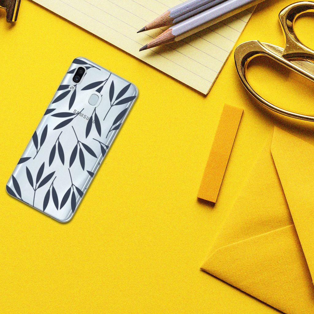 Samsung Galaxy A30 TPU Case Leaves Blue