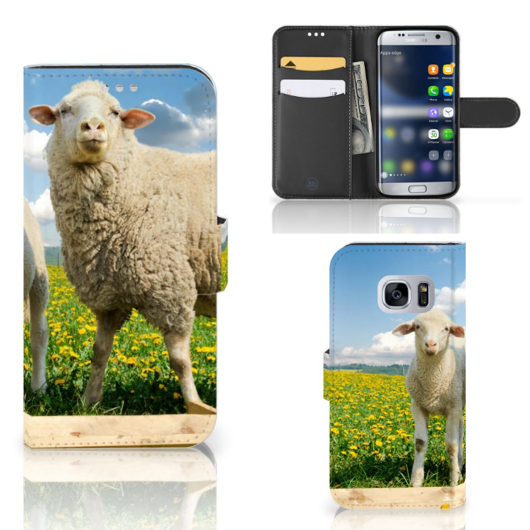 Samsung Galaxy S7 Telefoonhoesje met Pasjes Schaap en Lammetje