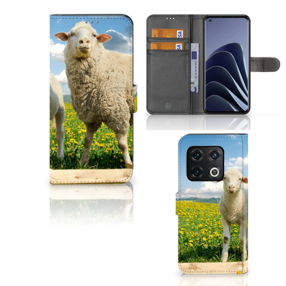 OnePlus 10 Pro Telefoonhoesje met Pasjes Schaap en Lammetje