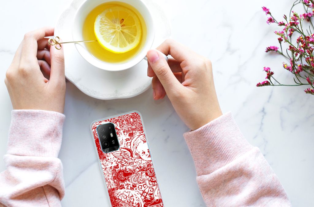 Silicone Back Case OPPO A94 5G | Reno5 Z Angel Skull Rood B2C Telecom