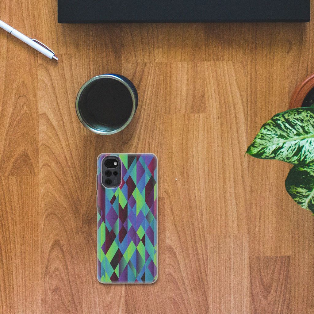 Motorola Moto G22 TPU Hoesje Abstract Green Blue B2C Telecom