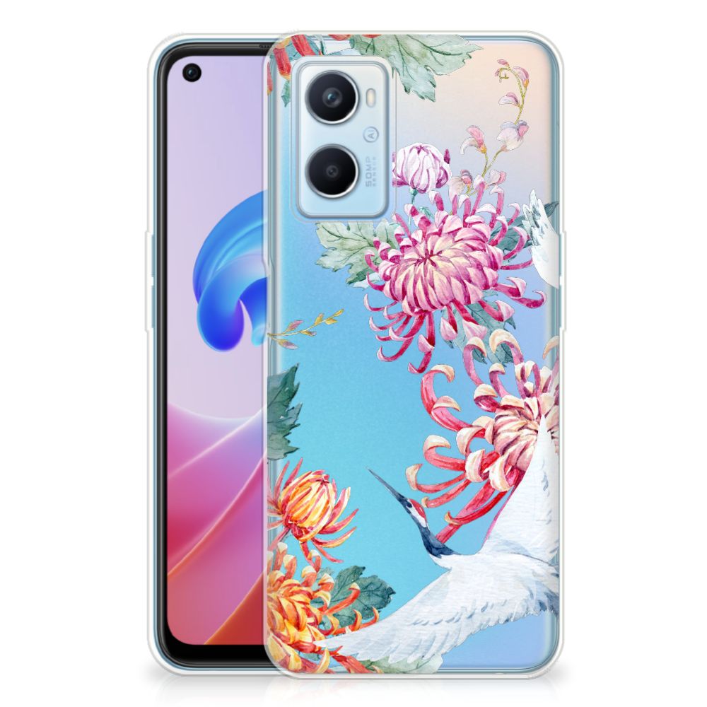 OPPO A96 | OPPO A76 TPU Hoesje Bird Flowers