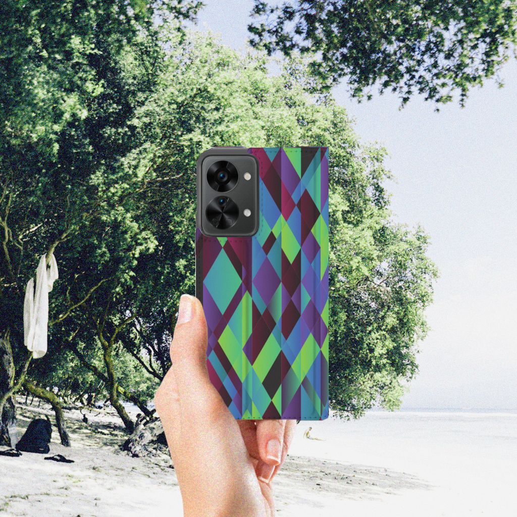 OnePlus Nord 2T Stand Case Abstract Green Blue - B2C Telecom