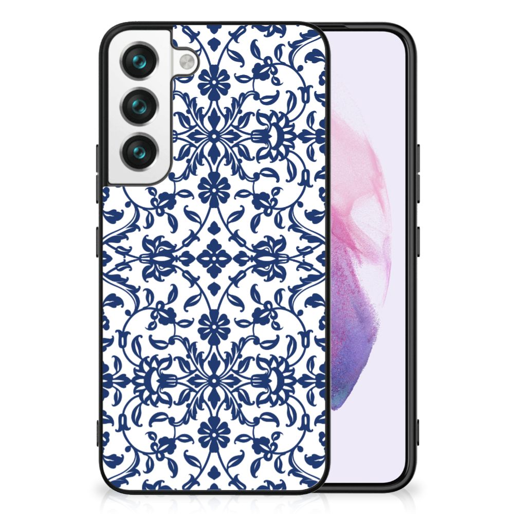 Samsung Galaxy S22 Bloemen Hoesje Flower Blue