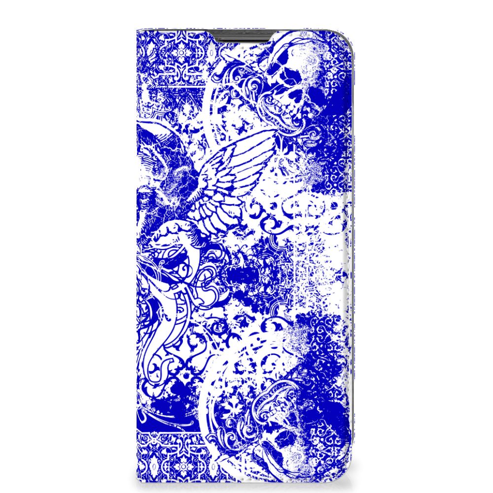 Mobiel BookCase Motorola Moto G22 Angel Skull Blauw - B2C Telecom