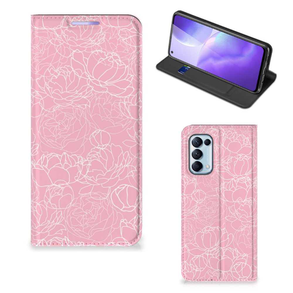 OPPO Find X3 Lite Smart Cover White Flowers - B2C Telecom