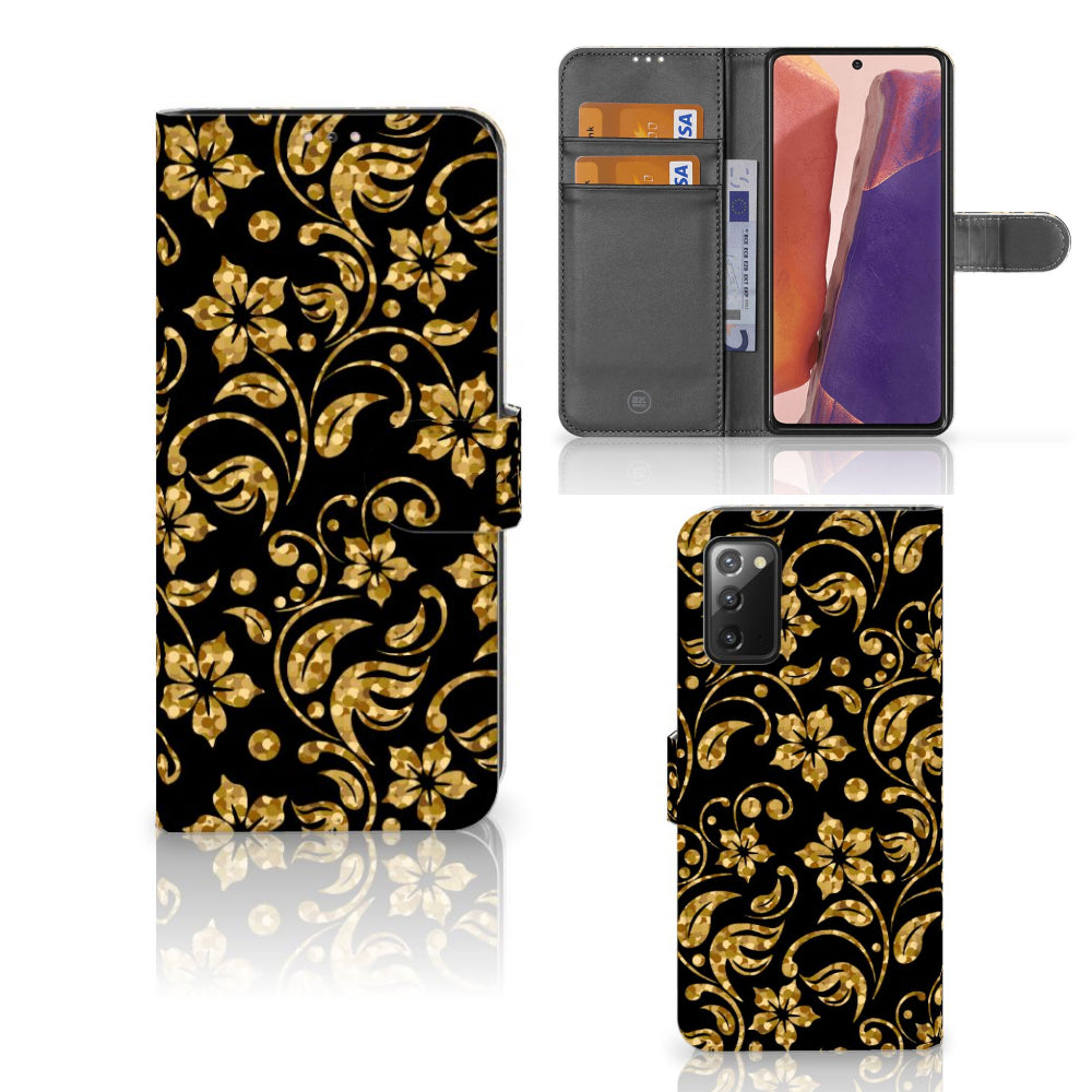 Samsung Galaxy Note 20 Hoesje Gouden Bloemen