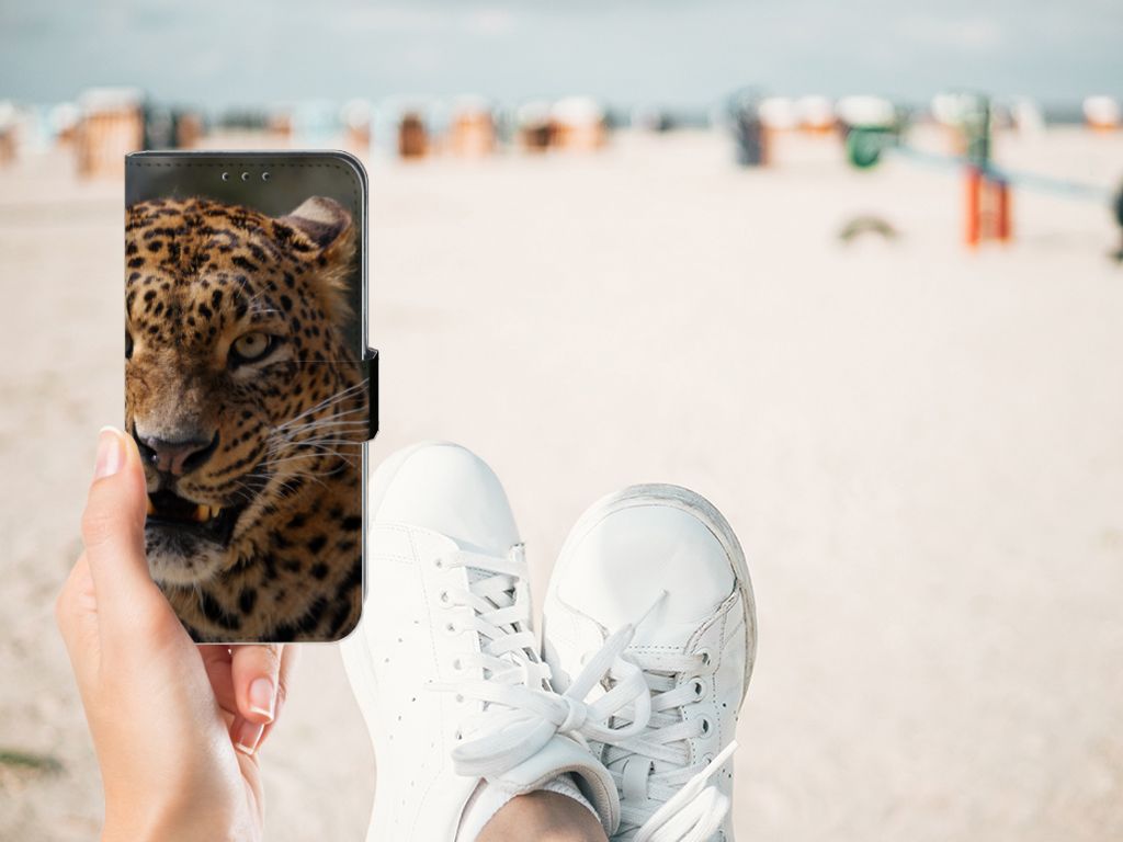 Samsung Galaxy M10 Telefoonhoesje met Pasjes Luipaard