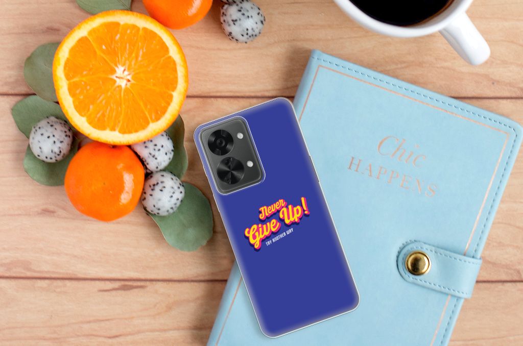 OnePlus Nord 2T Siliconen hoesje met naam Never Give Up B2C Telecom