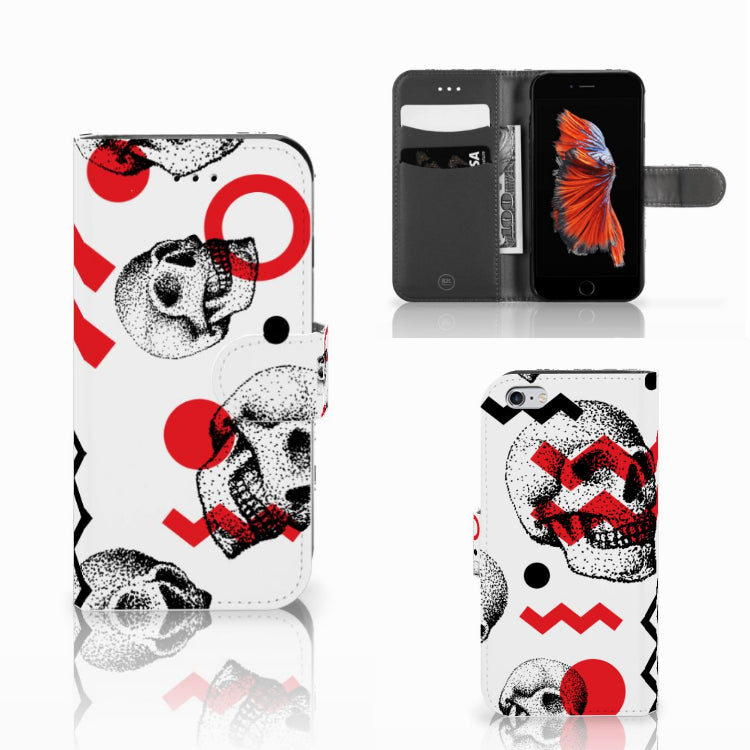 Telefoonhoesje met Naam Apple iPhone 6 | 6s Skull Red