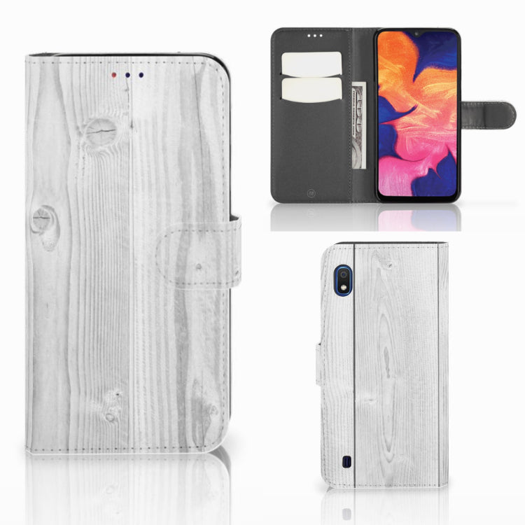 Samsung Galaxy A10 Book Style Case White Wood