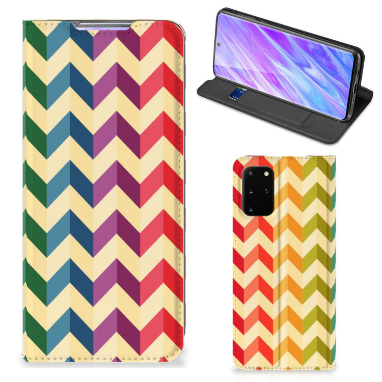 Samsung Galaxy S20 Plus Hoesje met Magneet Zigzag Multi Color