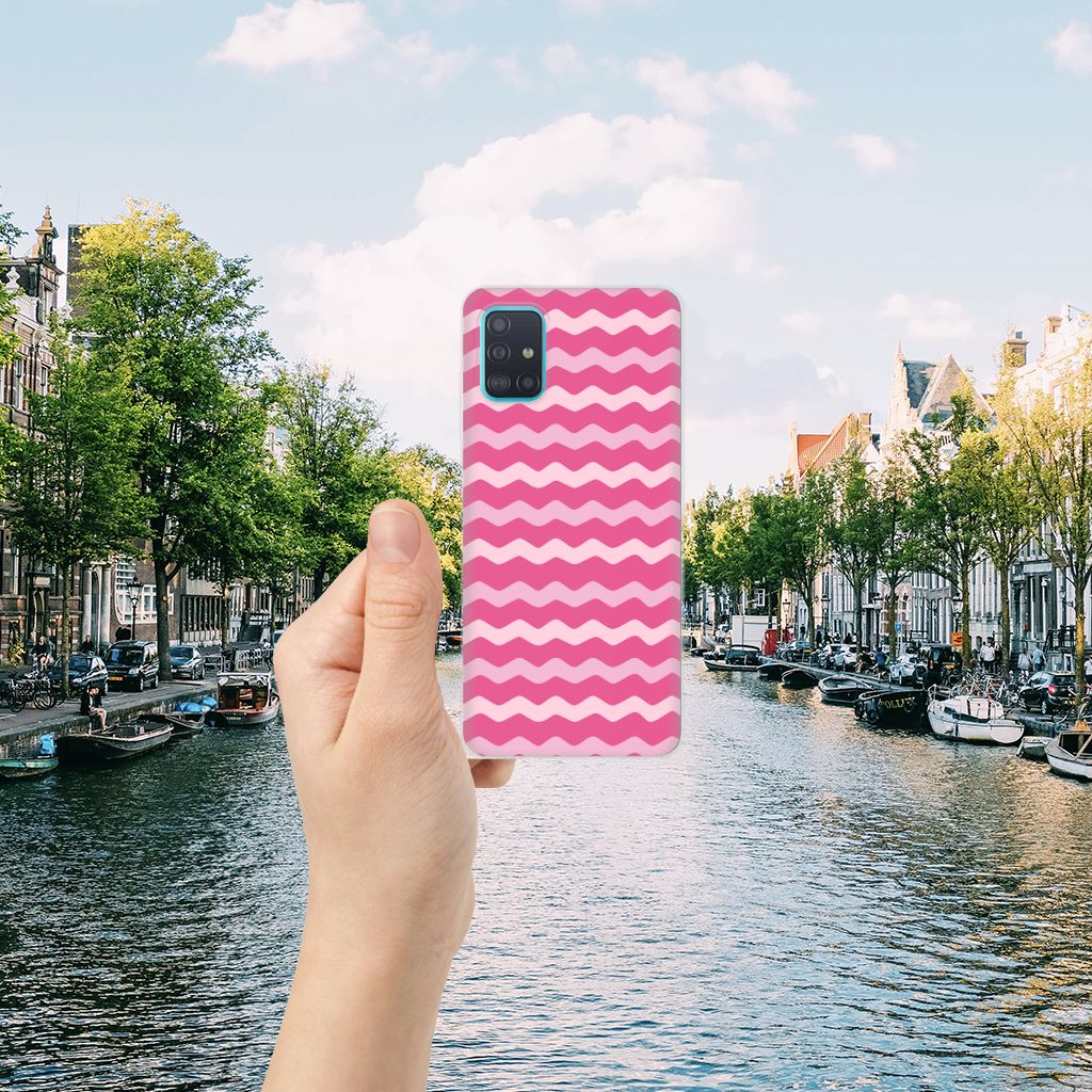Samsung Galaxy A51 TPU bumper Waves Pink B2C Telecom