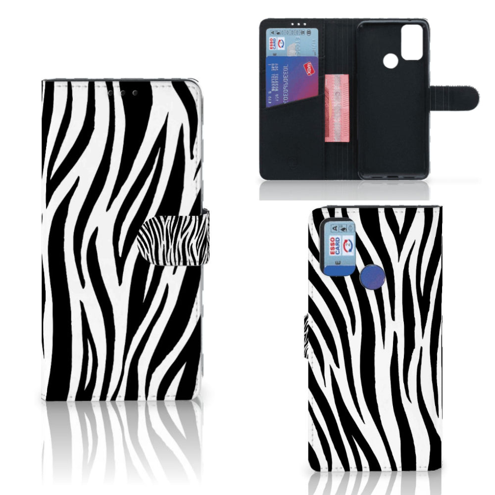 Alcatel 1S (2021) Telefoonhoesje met Pasjes Zebra