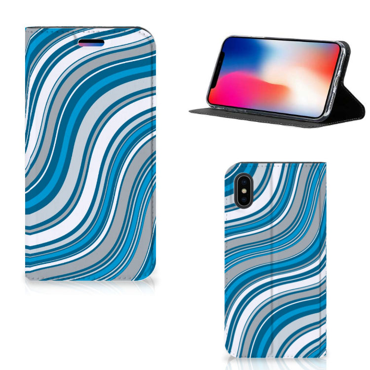 Apple iPhone X | Xs Hoesje met Magneet Waves Blue