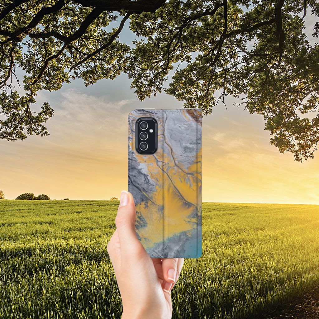 Samsung Galaxy M52 Standcase Marble Blue Gold - B2C Telecom