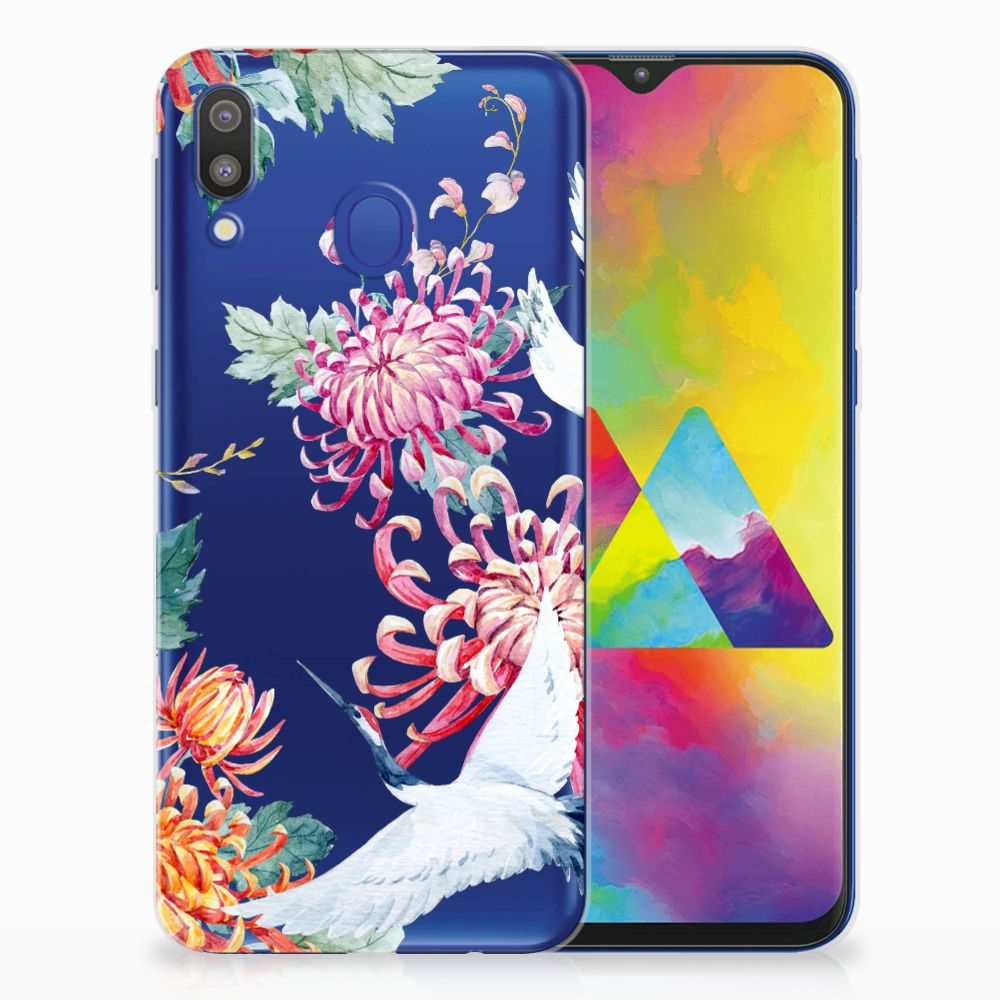 Samsung Galaxy M20 (Power) TPU Hoesje Bird Flowers