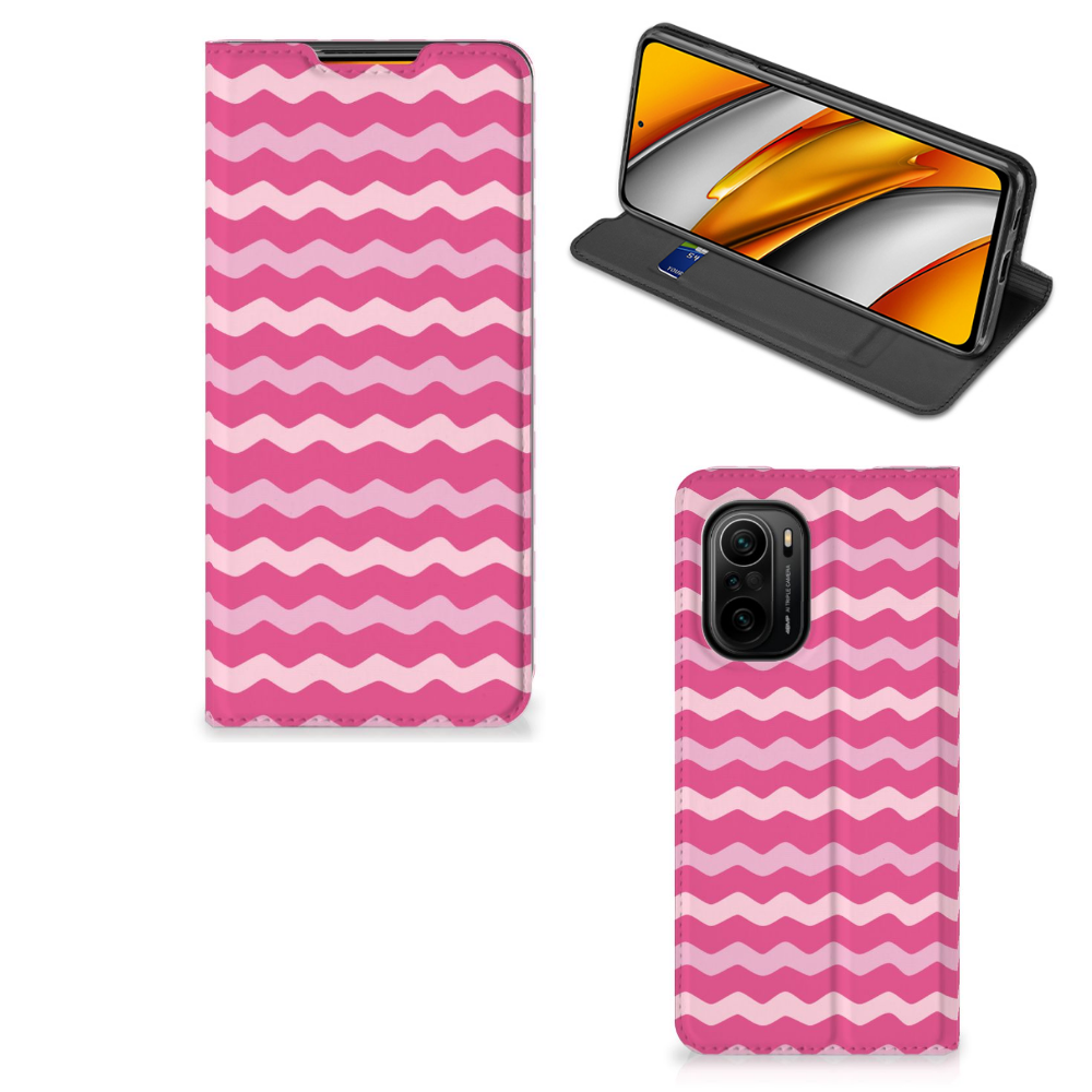 Xiaomi Mi 11i | Poco F3 Hoesje met Magneet Waves Pink - B2C Telecom