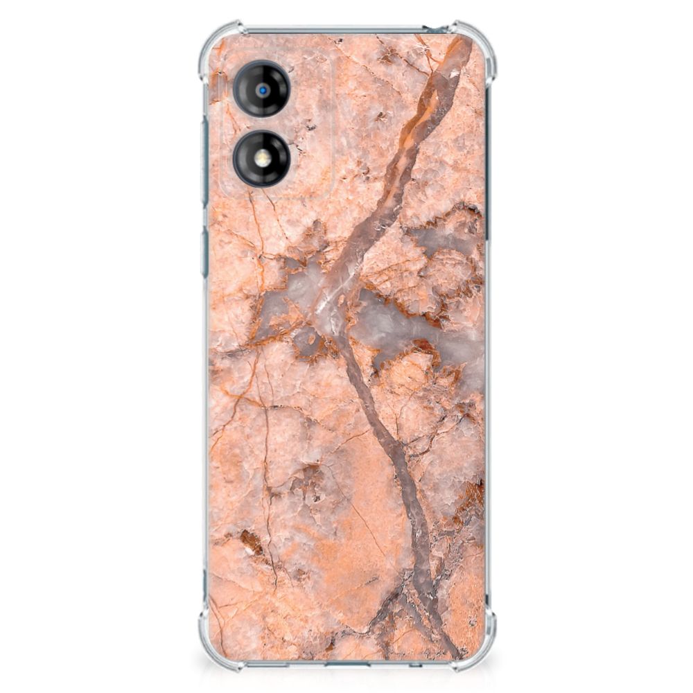 Motorola Moto E13 Anti-Shock Hoesje Marmer Oranje B2C Telecom