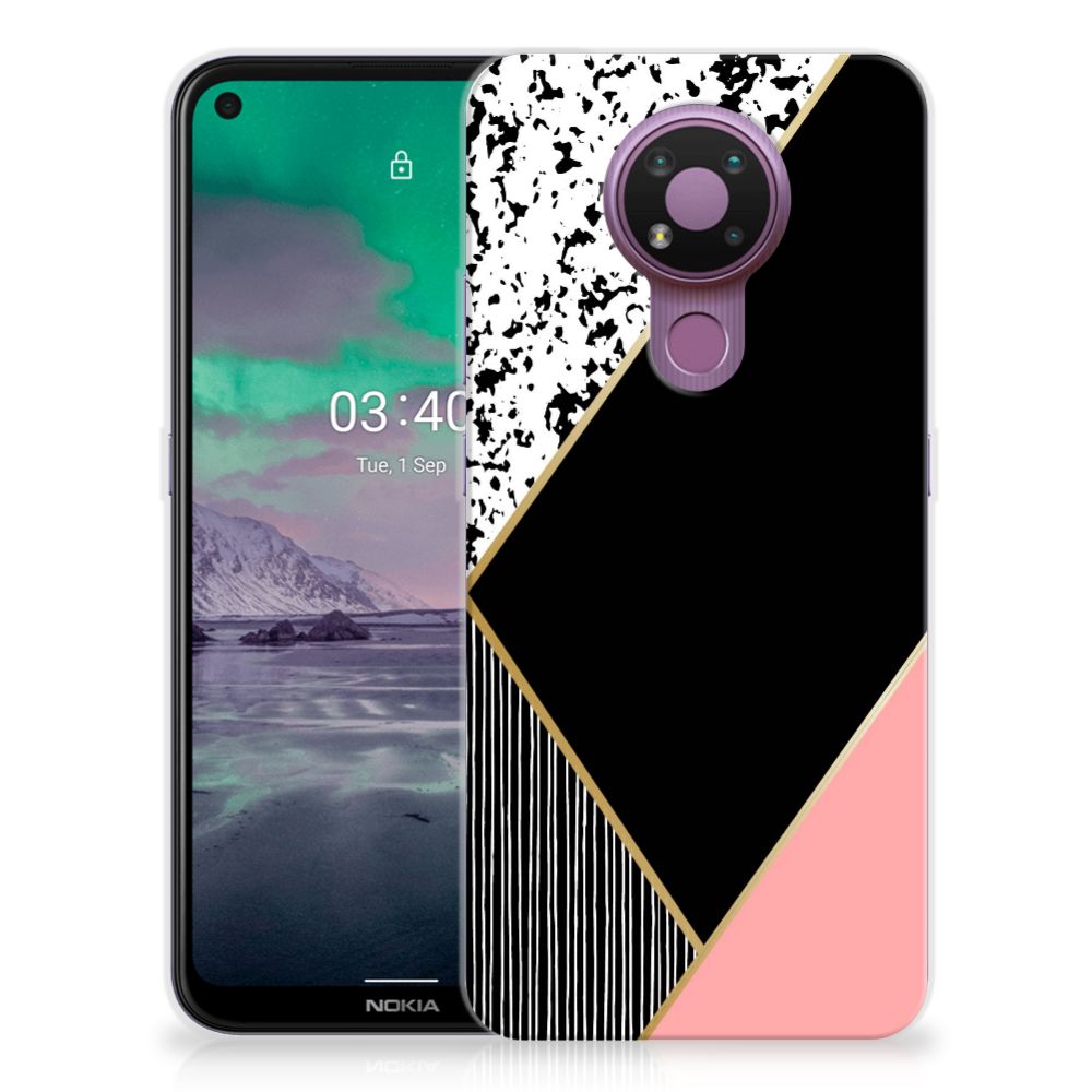 Nokia 3.4 TPU Hoesje Zwart Roze Vormen B2C Telecom