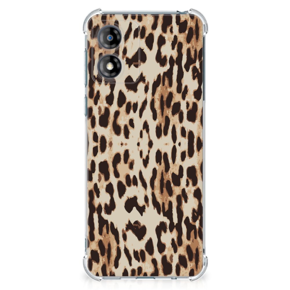 Motorola Moto E13 Case Anti-shock Leopard hoesje leopard patroon achterzijde
