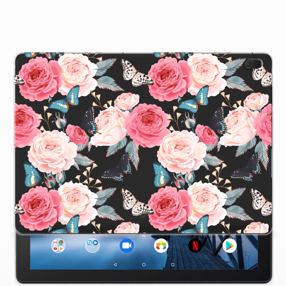 Lenovo Tab E10 Siliconen Hoesje Butterfly Roses