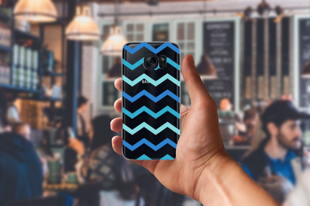 Samsung Galaxy S7 TPU bumper Zigzag Blauw