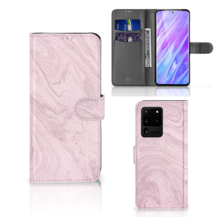 Samsung Galaxy S20 Ultra Bookcase Marble Pink - Origineel Cadeau Vriendin