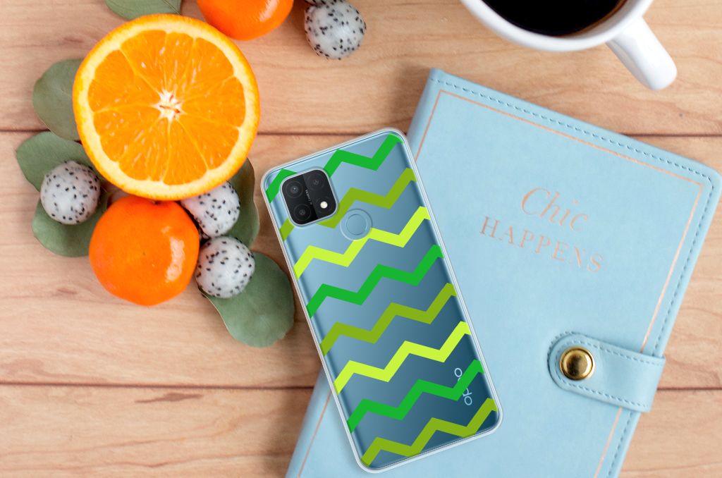OPPO A15 TPU bumper Zigzag Groen