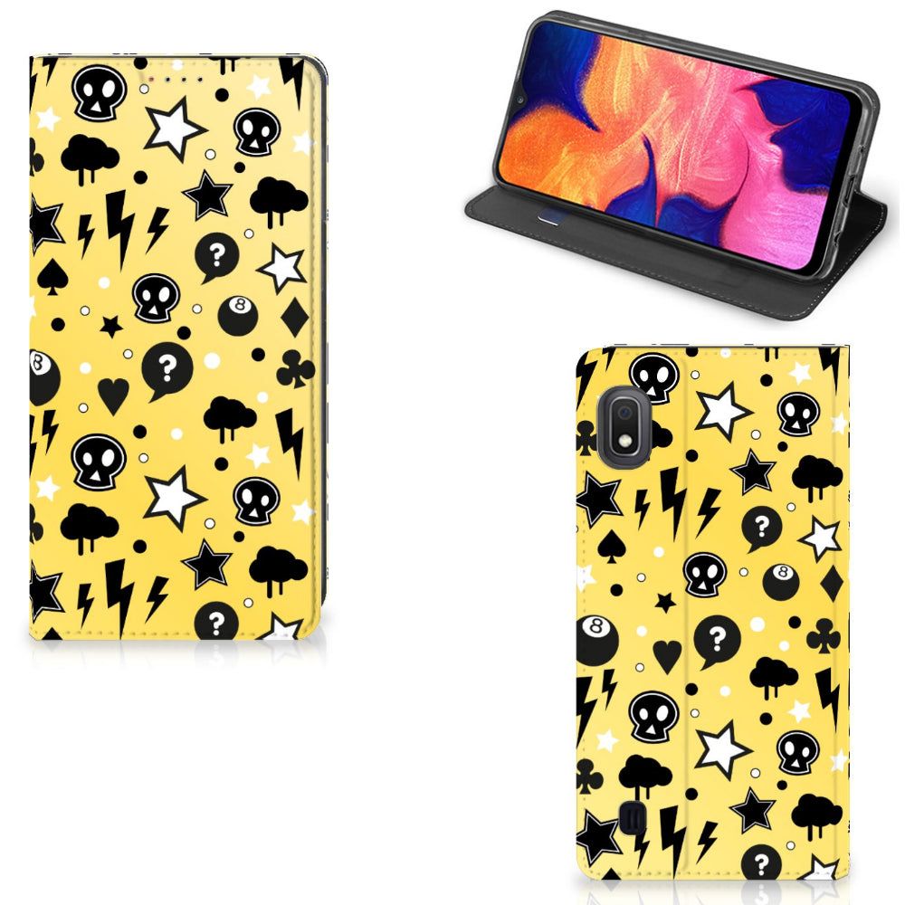 Mobiel BookCase Samsung Galaxy A10 Punk Geel