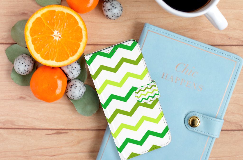 OPPO A15 Telefoon Hoesje Zigzag Groen