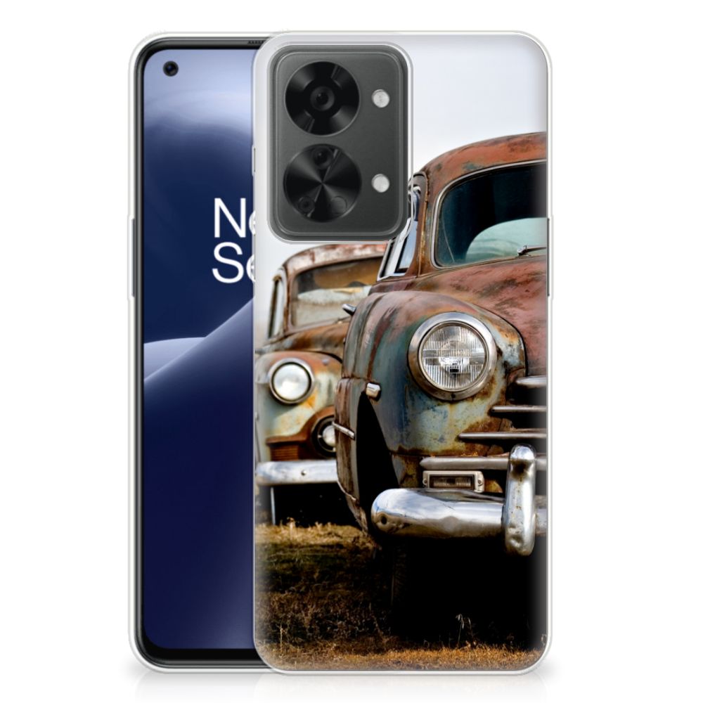 OnePlus Nord 2T Siliconen Hoesje met foto Vintage Auto