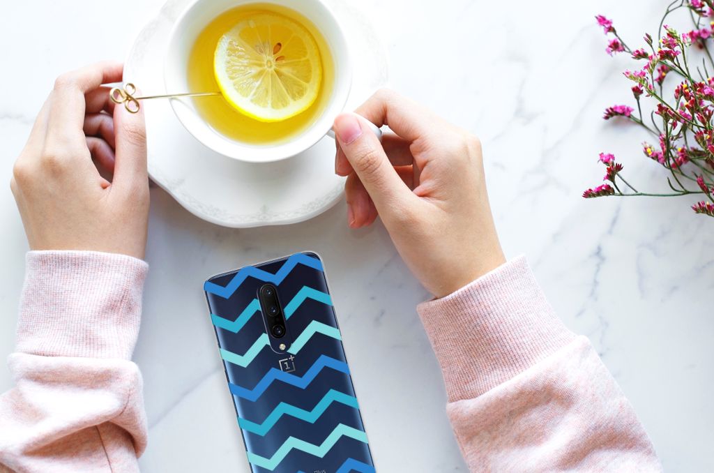 OnePlus 7 Pro TPU bumper Zigzag Blauw