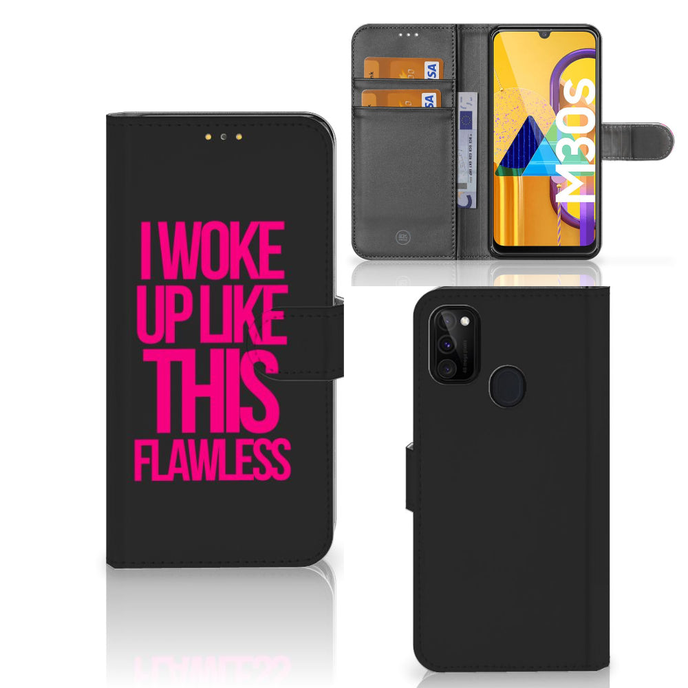 Samsung Galaxy M21 | M30s Hoesje met naam Woke Up - Origineel Cadeau Zelf Maken