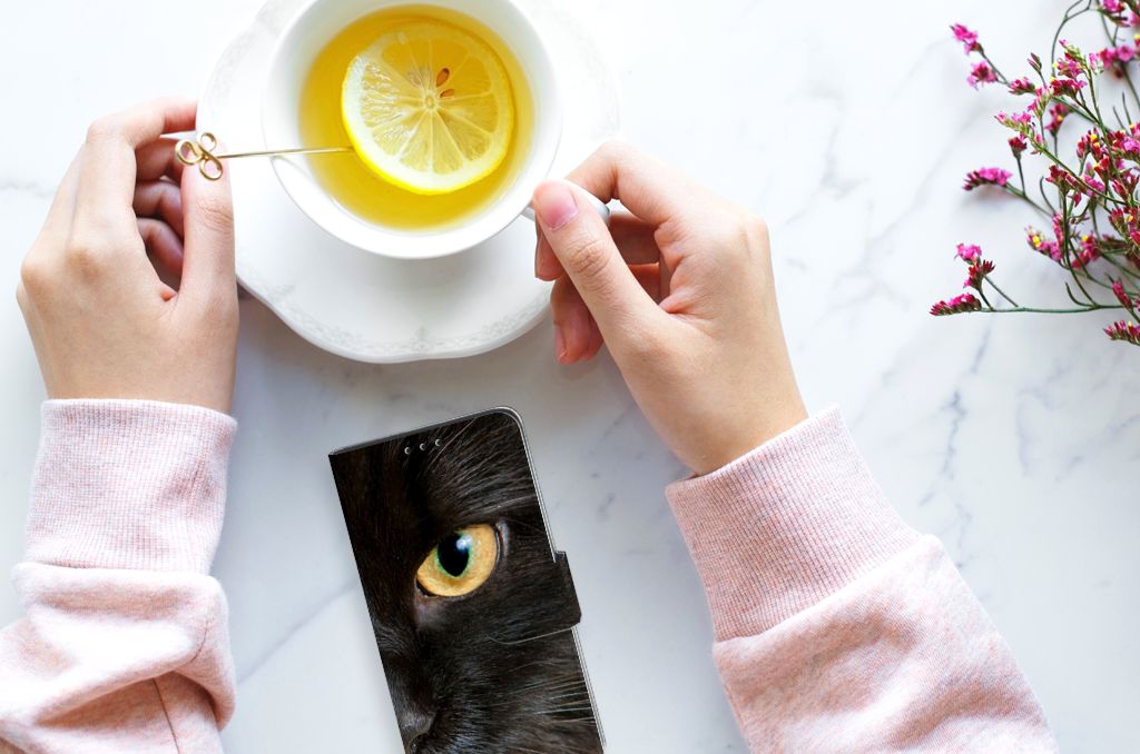 Xiaomi Redmi 7A Telefoonhoesje met Pasjes Zwarte Kat