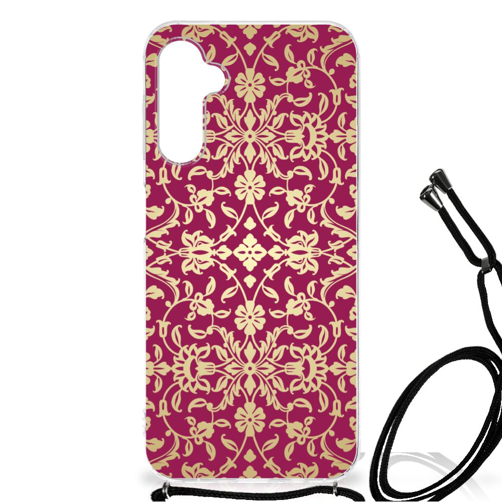 Anti Shock Case Samsung Galaxy A14 5G Barok Pink with intricate floral pattern and strap