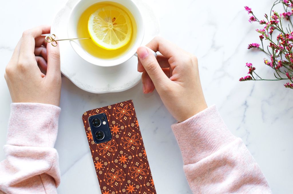 OPPO Find X5 Lite | Reno7 5G Hoesje met Magneet Batik Brown - B2C Telecom