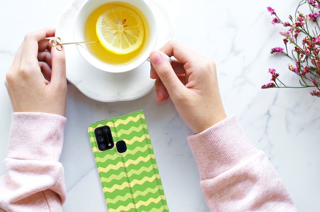 Samsung Galaxy M31 Hoesje met Magneet Waves Green - B2C Telecom