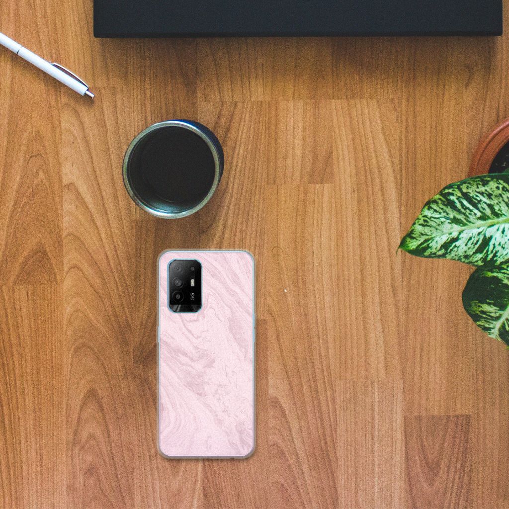 OPPO A94 5G | Reno5 Z TPU Siliconen Hoesje Marble Pink B2C Telecom