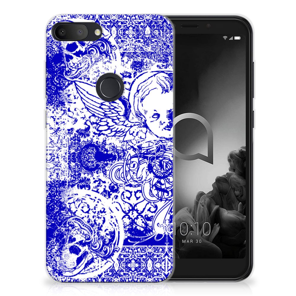 Silicone Back Case Alcatel 1S (2019) Angel Skull Blauw