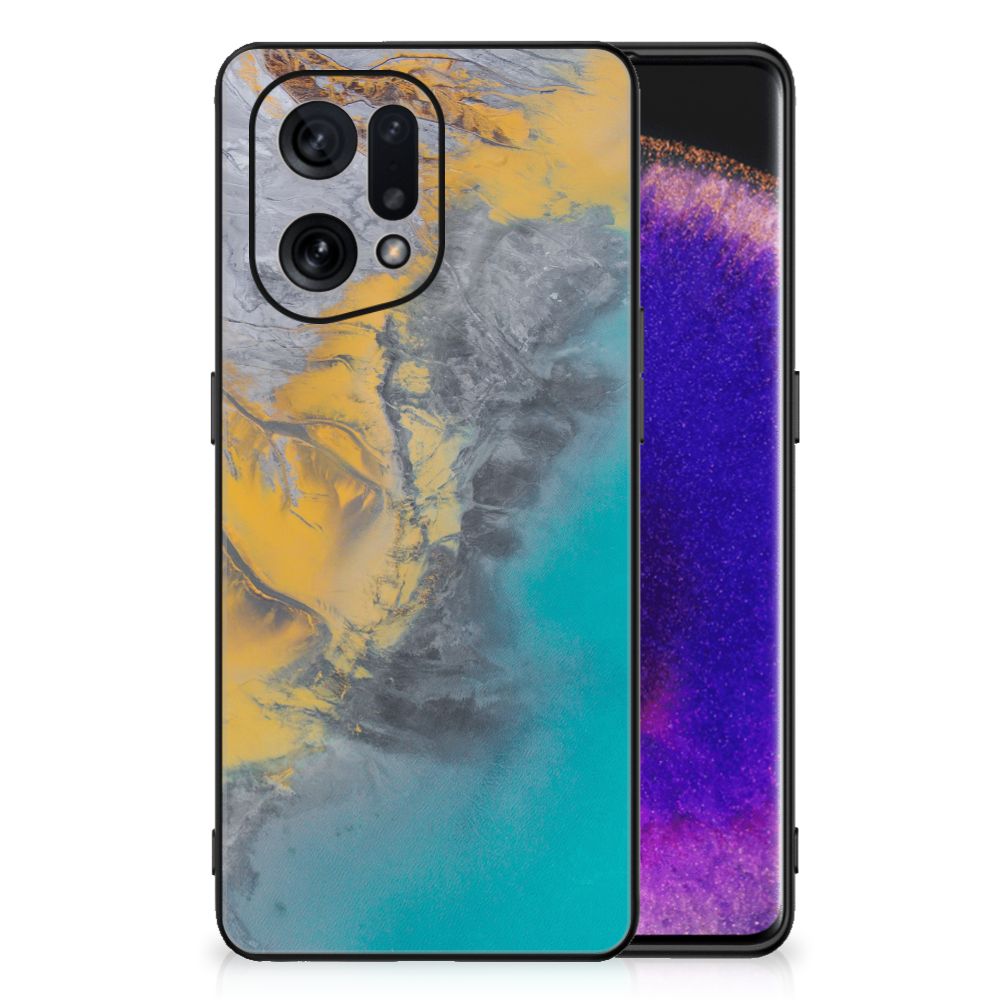 OPPO Find X5 Marmeren Print Telefoonhoesje Marble Blue Gold B2C Telecom