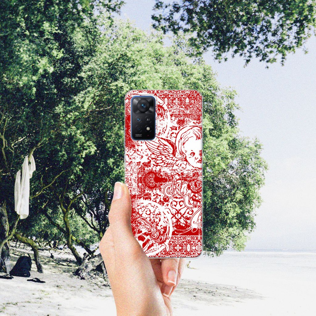 Silicone Back Case Xiaomi Redmi Note 11 Pro 5G Angel Skull Rood B2C Telecom