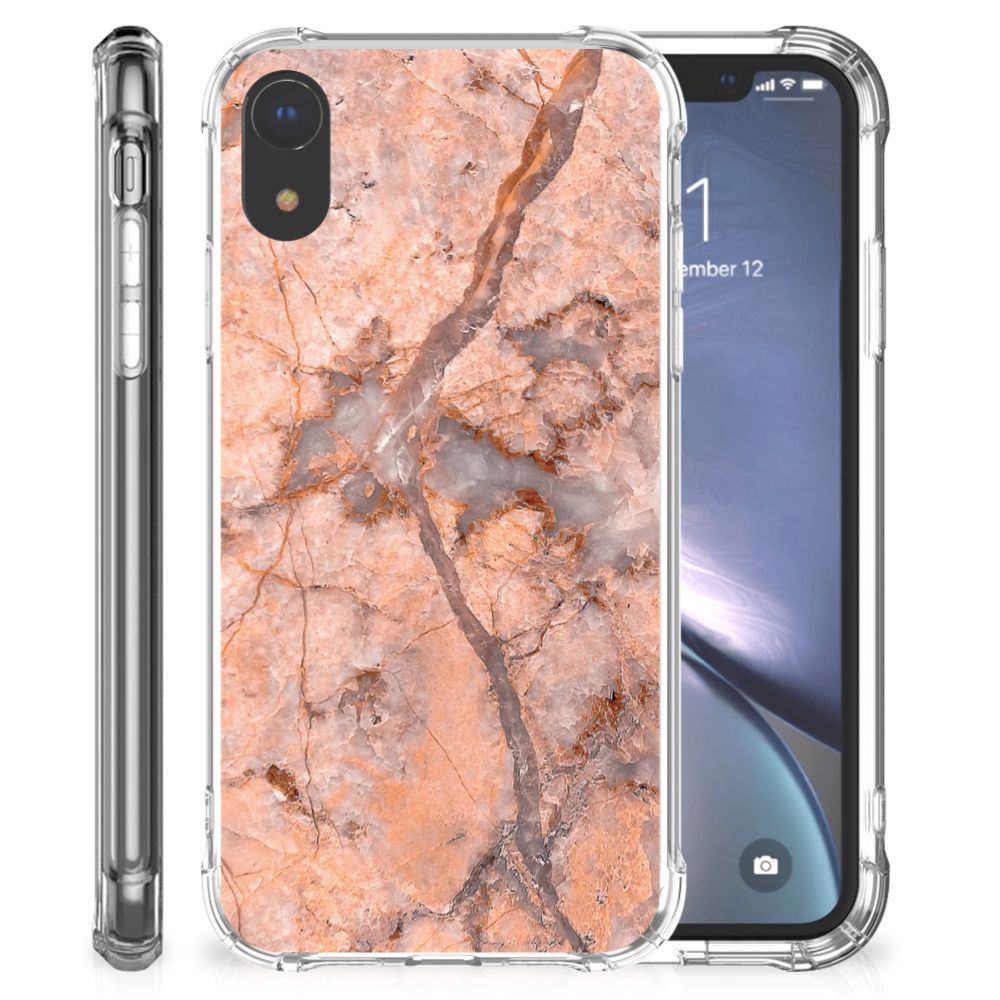 Apple iPhone Xr Anti-Shock Hoesje Marmer Oranje