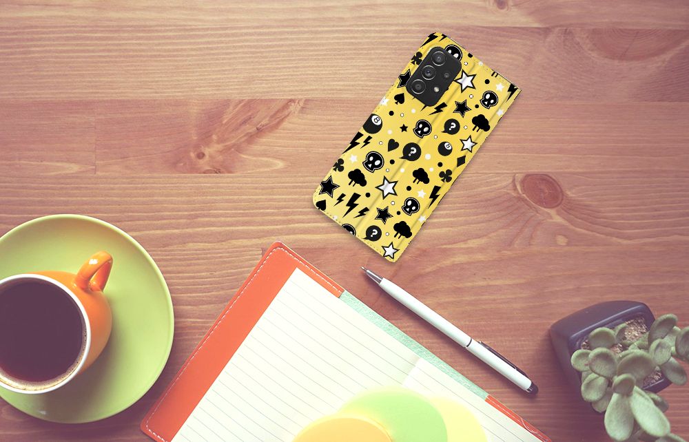 Mobiel BookCase Samsung Galaxy A52 Punk Geel - B2C Telecom