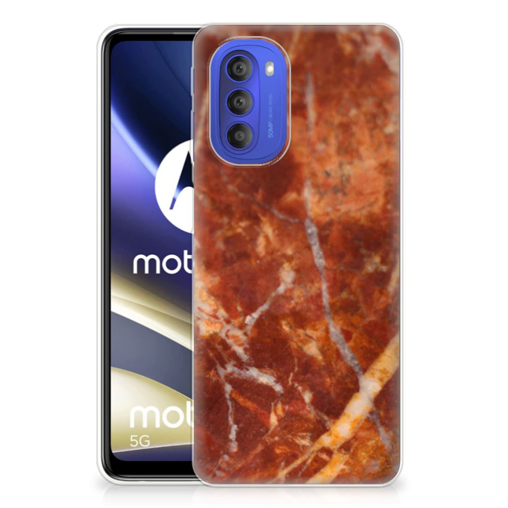 Motorola Moto G51 5G TPU Siliconen Hoesje Marmer Bruin B2C Telecom
