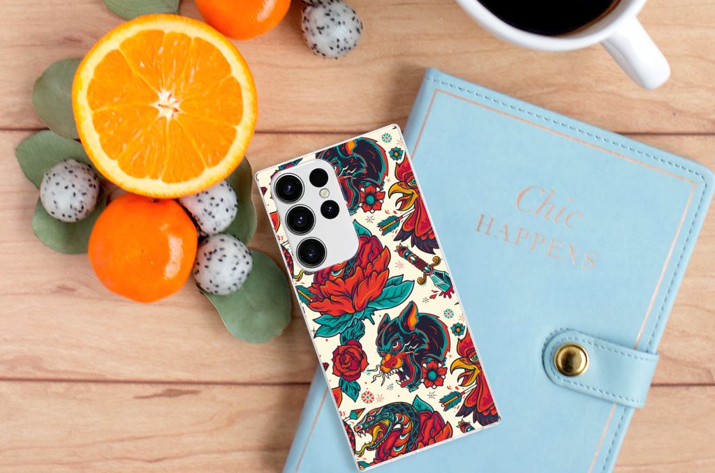 Siliconen Hoesje met foto voor Samsung Galaxy S23 Ultra Old Skool B2C Telecom