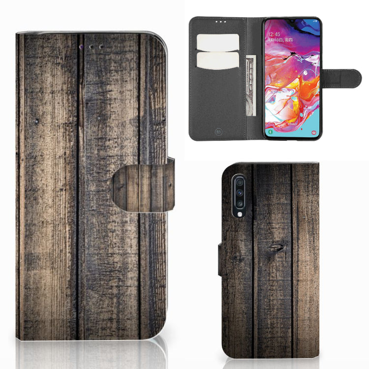 Samsung Galaxy A70 Book Style Case Steigerhout