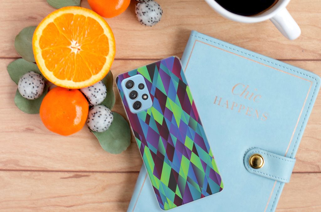 Samsung Galaxy A72 TPU Hoesje Abstract Green Blue B2C Telecom